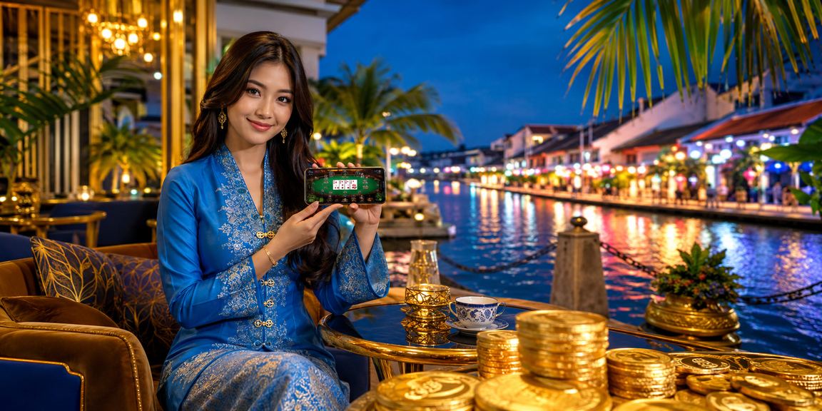 Permainan kad poker dengan suasana Melayu di Melaka